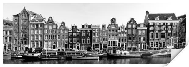 Singel Canal houses black and white Amsterdam Netherlands Print by Sonny Ryse