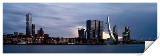 Rotterdam cityscape Erasmusbrug Netherlands Print by Sonny Ryse