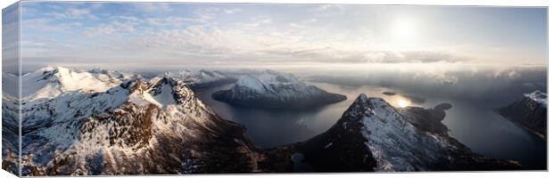 Aerial of Aldra Island Lurøy Nordland Norway arctic circle Canvas Print by Sonny Ryse