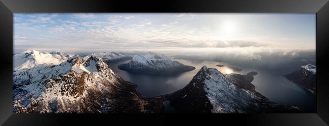 Aerial of Aldra Island Lurøy Nordland Norway arctic circle Framed Print by Sonny Ryse