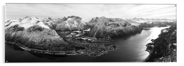 Åndalsnes Romsdal Isfjorden black and white Acrylic by Sonny Ryse