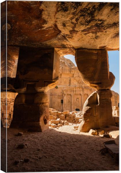 Tomb of the Soldier and Coloured Triclinium in Petra Canvas Print by Dietmar Rauscher