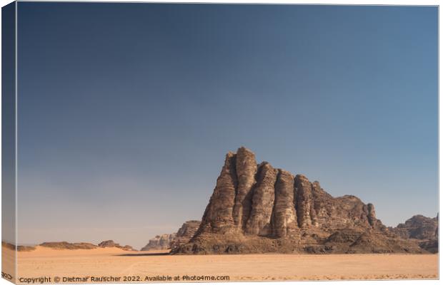 Seven Pillars of Wisdom Mountain in Wadi Rum, Jordan Canvas Print by Dietmar Rauscher