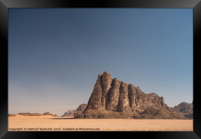 Seven Pillars of Wisdom Mountain in Wadi Rum, Jordan Framed Print by Dietmar Rauscher