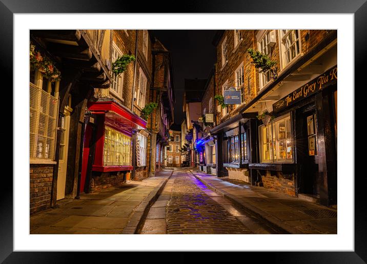 York shambles at Night Framed Mounted Print by Kevin Winter