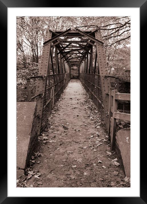 Bridge over the Calder Hebble Navigation Cromwell Bottom Sepia Framed Mounted Print by Glen Allen