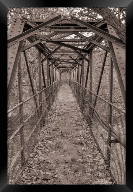 Bridge ove the Calder Hebble Navigation Cromwell Bottom, Calderdale, West Yorkshire 02 Sepia Framed Print by Glen Allen