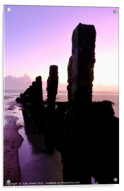 Purple sunset at Camber beach Acrylic by Julie Atwal