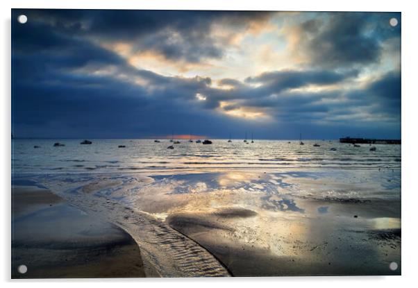 Sunrise over Swanage Bay, Dorset Acrylic by Darren Galpin