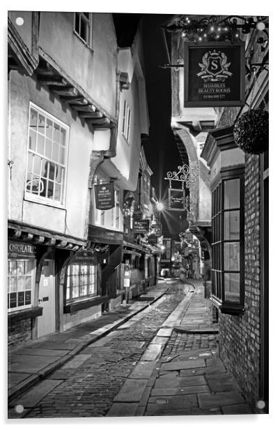 York Shambles at Night Acrylic by Darren Galpin