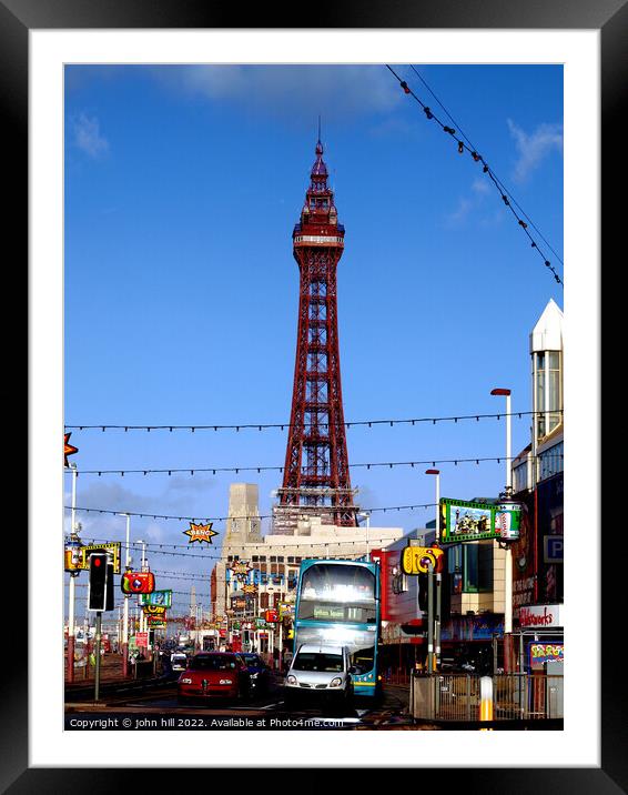 Blackpool Tower and seafront, Lancashire, UK. Framed Mounted Print by john hill