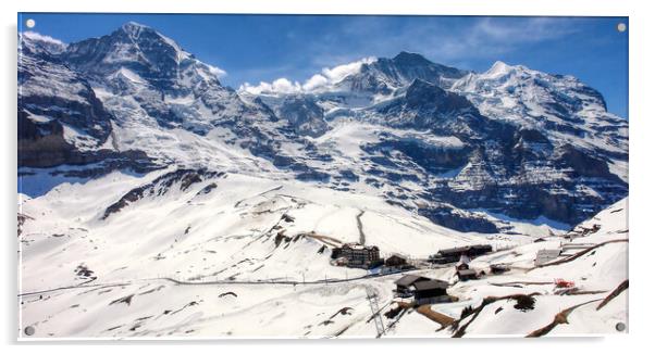 Snowy Peaks of the Swiss Alps Acrylic by Roger Mechan