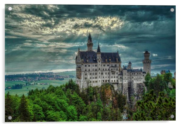 Enchanting Neuschwanstein Castle Acrylic by Roger Mechan