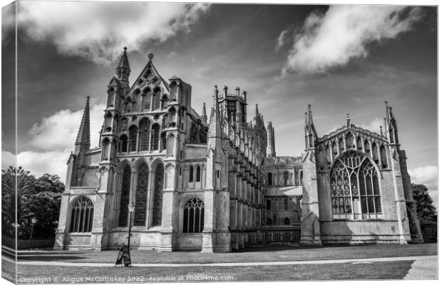 East elevation of Ely Cathedral mono Canvas Print by Angus McComiskey