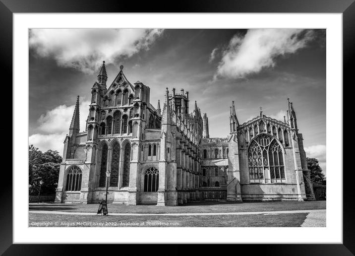East elevation of Ely Cathedral mono Framed Mounted Print by Angus McComiskey
