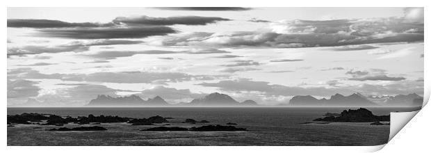 Arctic Circle Mountains of Nordland Norway Black and white Print by Sonny Ryse