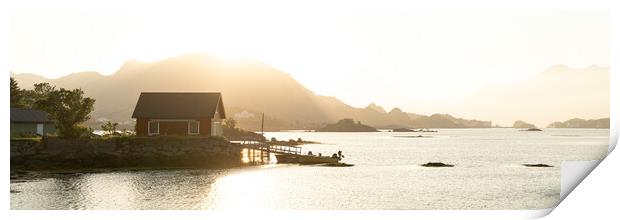 Ballstad boathouse Lofoten Islands Norway Print by Sonny Ryse