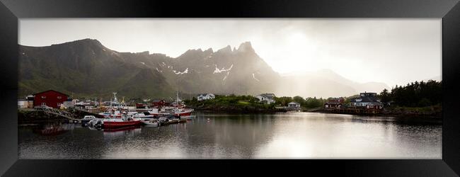 Ballstad fishing harbour Vestvagoya lofoten Island Framed Print by Sonny Ryse