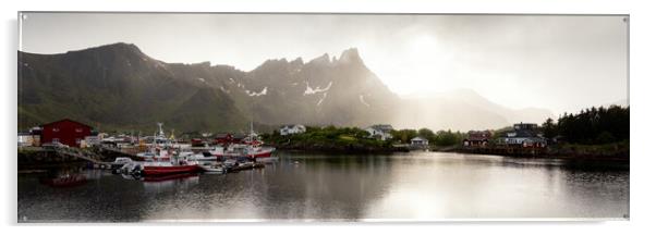 Ballstad fishing harbour Vestvagoya lofoten Island Acrylic by Sonny Ryse
