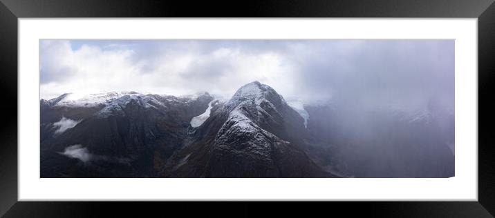 Briksdal and Brenndalsbreen glacier aerial norway Framed Mounted Print by Sonny Ryse