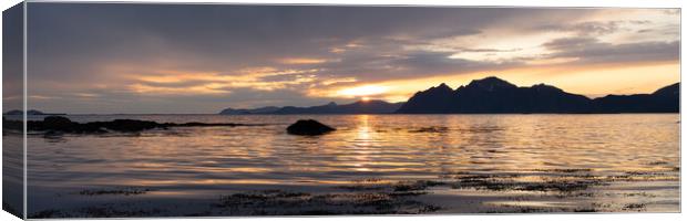 Calm waters Midnight Sun Vesteralen Islands Norway Canvas Print by Sonny Ryse