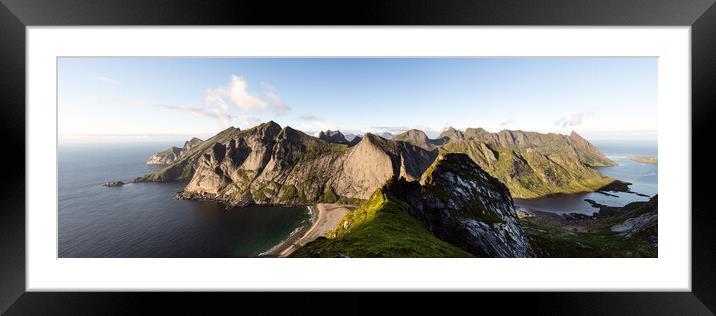 Bunes beach Helvetestinden Reinefjorden Storskiva mountain Lofot Framed Mounted Print by Sonny Ryse