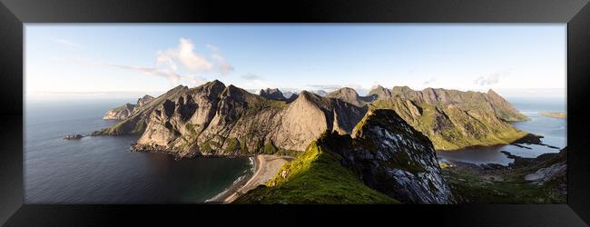 Bunes beach Helvetestinden Reinefjorden Storskiva mountain Lofot Framed Print by Sonny Ryse