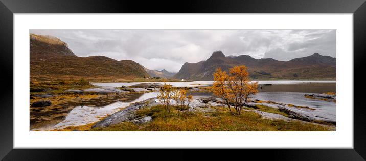 Flakstadoya Flakstadpollen Bay and Mountains in Autumn Lofoten I Framed Mounted Print by Sonny Ryse