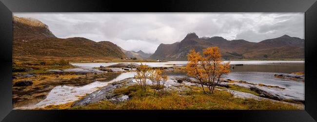 Flakstadoya Flakstadpollen Bay and Mountains in Autumn Lofoten I Framed Print by Sonny Ryse
