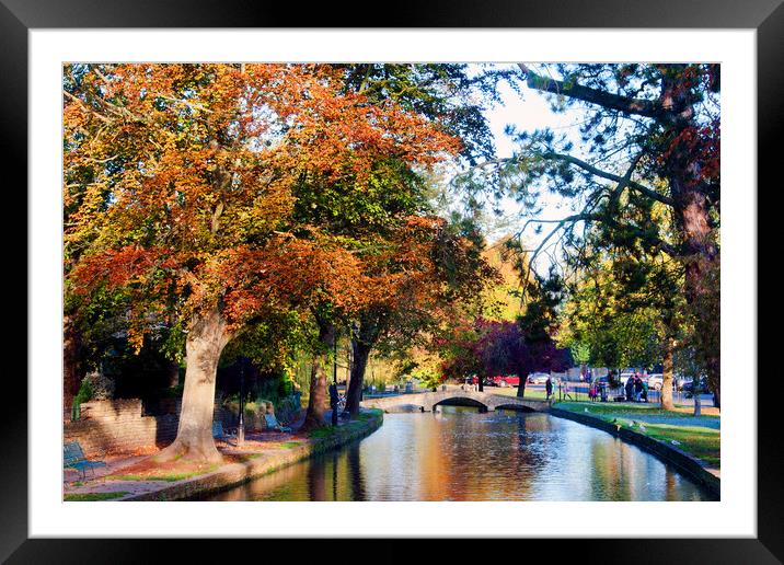 The Golden Autumnal Beauty of Bourton on the Water Framed Mounted Print by Andy Evans Photos