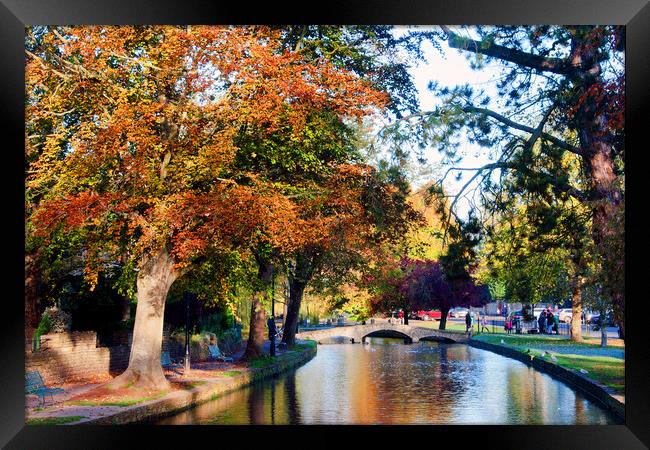 The Golden Autumnal Beauty of Bourton on the Water Framed Print by Andy Evans Photos