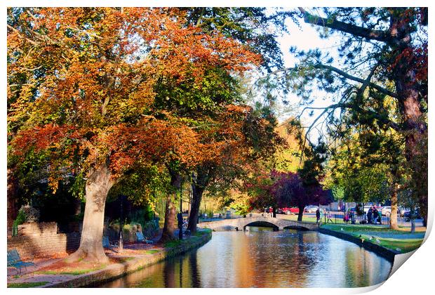 The Golden Autumnal Beauty of Bourton on the Water Print by Andy Evans Photos