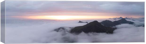 Flakstadoya Lofoten Islands Cloud inversion midnight sun Canvas Print by Sonny Ryse