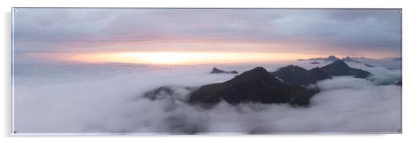 Flakstadoya Lofoten Islands Cloud inversion midnight sun Acrylic by Sonny Ryse