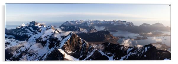 Flakstadoya Stortinden mountain aerial Lofoten Islands Acrylic by Sonny Ryse