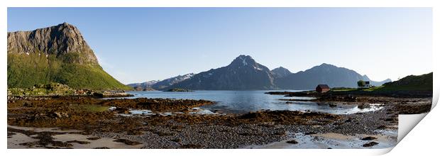Flakstadoya Mountains and Fjord Lofoten Islands 2 Print by Sonny Ryse