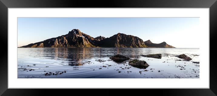 Flakstadoya Mountains and Fjord Lofoten Islands Framed Mounted Print by Sonny Ryse