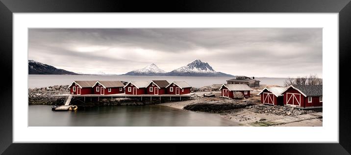 Norwegian Red Rorbu Fishing cabins Huts Nordland Norway Framed Mounted Print by Sonny Ryse
