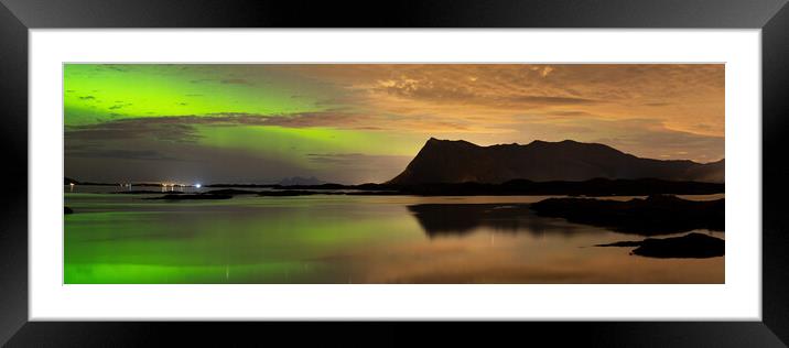 Fugloyfjorden Fjord Aurora Northern Lights Norway Framed Mounted Print by Sonny Ryse