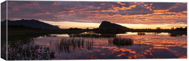 Hoven mountain Gimsoya Gymsoymyrene Nature reserve Lake sunset L Canvas Print by Sonny Ryse