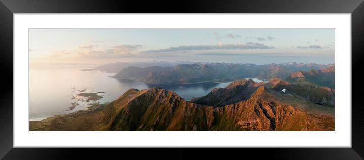 Gimsoya Austvagoya island aerial Lofoten Islands Norway Framed Mounted Print by Sonny Ryse