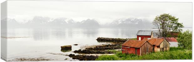 Hadseloya Boathouses Vesterlaen Norway Canvas Print by Sonny Ryse