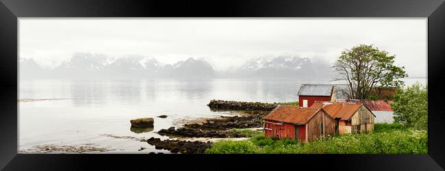 Hadseloya Boathouses Vesterlaen Norway Framed Print by Sonny Ryse