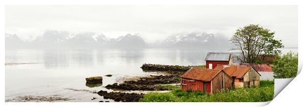 Hadseloya Boathouses Vesterlaen Norway Print by Sonny Ryse