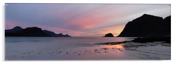Haukland and VIc Beach sunset Vestvagoya Lofoten Islands Acrylic by Sonny Ryse