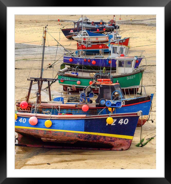 Sun-kissed Fishing Boats Framed Mounted Print by Roger Mechan