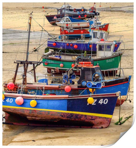 Sun-kissed Fishing Boats Print by Roger Mechan