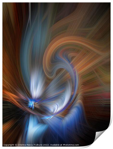 Abstract blue and orange Print by Cristina Pascu-Tulbure