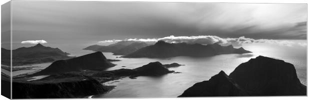 Himmeltindan mountain view Black and white Lofoten Islands Canvas Print by Sonny Ryse