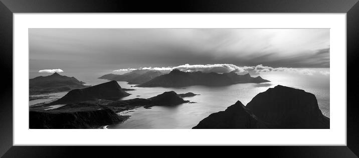 Himmeltindan mountain view Black and white Lofoten Islands Framed Mounted Print by Sonny Ryse